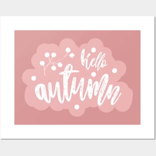 Pink Hello Autumn Posters and Art